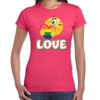 Bellatio Decorations Gay Pride shirt - love - regenboog - dames - roze  2XL  - - thumbnail
