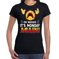 Oh nooo its monday again emoticon fun shirt dames zwart 2XL  - - thumbnail