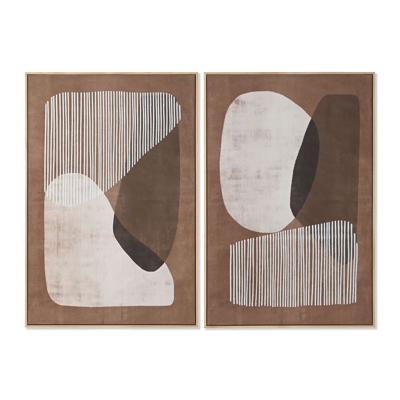 Schilderij Home ESPRIT Wit Beige Terra cotta Abstract 82,6 x 4,3 x 122,6 cm (2 Stuks)
