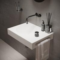 Wastafel Ideavit Solidnext 60x45x10 cm Inclusief Handdoekhouder Solid Surface Mat Wit Ideavit
