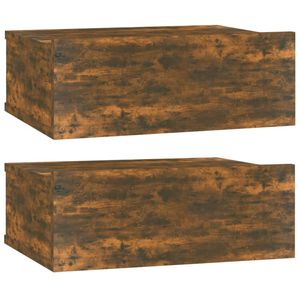 vidaXL Nachtkastjes 2 st zwevend 40x30x15cm bewerkt hout gerookt eiken