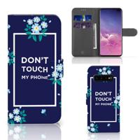 Samsung Galaxy S10 Plus Portemonnee Hoesje Flowers Blue DTMP