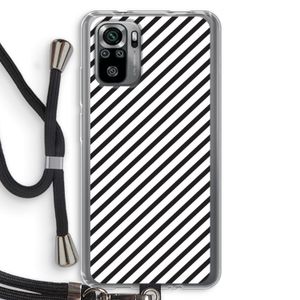 Strepen zwart-wit: Xiaomi Redmi Note 10S Transparant Hoesje met koord