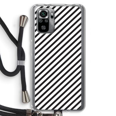 Strepen zwart-wit: Xiaomi Redmi Note 10S Transparant Hoesje met koord