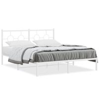 Bedframe met hoofdbord metaal wit 150x200 cm