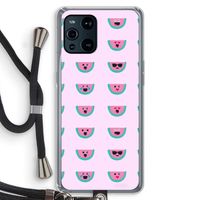 Smiley watermeloenprint: Oppo Find X3 Transparant Hoesje met koord