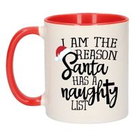 I am the reason Santa has a naughty list cadeau mok/beker rood Kerstmis 300 ml   -