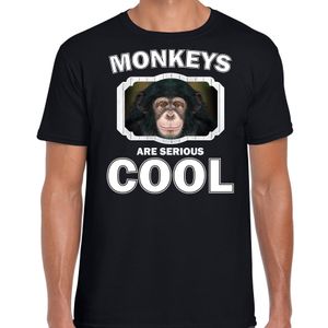 Dieren leuke chimpansee t-shirt zwart heren - monkeys are cool shirt