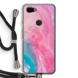 Roze explosie: Pixel 3a Transparant Hoesje met koord