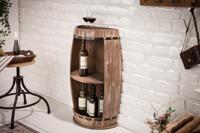 Elegant rek BODEGA 79cm naturel grenen half wijnvat Shabby Chic - 40074