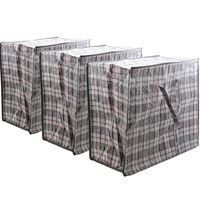 Multipak van 3x stuks mega/jumbo/XXL boodschappentas/shopper antraciet geruit 65 x 30 cm van kunstst