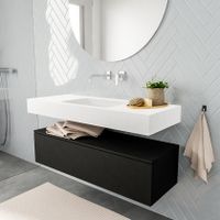 Mondiaz Alan badmeubel 120 cm urban 1 lade vrijhangend wastafel midden zonder kraangat wit