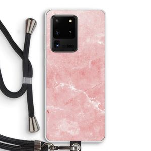 Roze marmer: Samsung Galaxy S20 Ultra Transparant Hoesje met koord