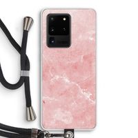 Roze marmer: Samsung Galaxy S20 Ultra Transparant Hoesje met koord