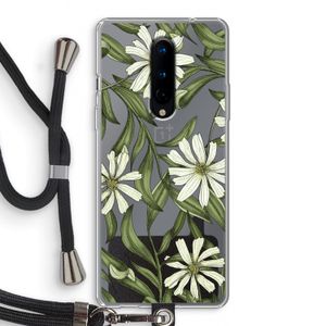 Wit bloemenpatroon: OnePlus 8 Transparant Hoesje met koord