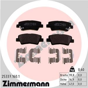 Remblokkenset, schijfrem ZIMMERMANN, u.a. für Hyundai, KIA, Ssangyong