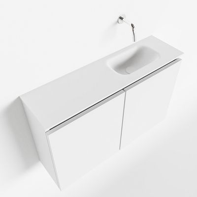 Toiletmeubel Mondiaz Ture | 80 cm | Meubelkleur Talc | Eden wastafel Talc Rechts | Zonder kraangat