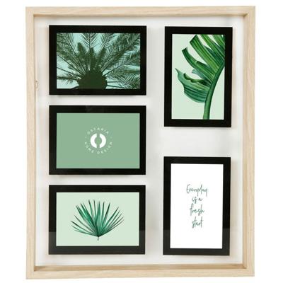 Collage fotolijst NEO - voor 5x foto van 10 x 15 cm - hout - naturel/zwart - 37 x 44 cm