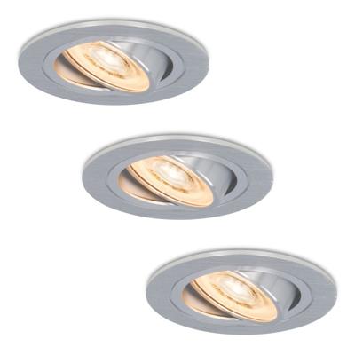 Set van 3 Chandler LED inbouwspots - 6W 570lm - GU10 LED Module - 2700K warm wit - Dimbaar - Kantelbaar - IP20 Voor binnen - RVS