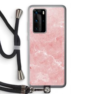 Roze marmer: Huawei P40 Pro Transparant Hoesje met koord