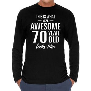 Awesome 70 year / 70 jaar cadeaushirt long sleeves zwart heren