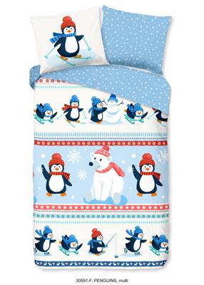 Good Morning Kinderdekbedovertrek "pinguins" - Multi - (140x200/220 cm) - Katoen Flanel