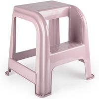 PlasticForte Keukenkrukje/opstapje - met 2 treden - roze - kunststof - 43 x 43 x 46 cm - Huishoudkrukjes - thumbnail