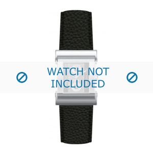 Hugo Boss horlogeband HB-10-1-14-2023 / 1512037 / 659302037 Leder Zwart + zwart stiksel