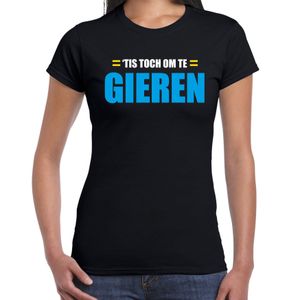 Om te gieren fun tekst t-shirt zwart voor dames