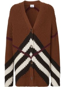 Burberry cardigan nervuré à motif de chevrons - Marron