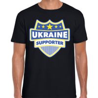 Oekraine / Ukraine schild supporter t-shirt zwart voor heren - thumbnail