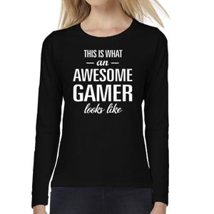 Awesome / geweldige gamer cadeau t-shirt long sleeves dames