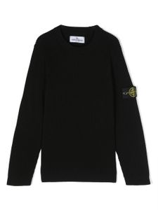 Stone Island Junior pull en laine vierge à patch Compass - Noir