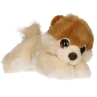 Pluche creme/lichtbruine Pomeranian puppy honden knuffel 25 cm