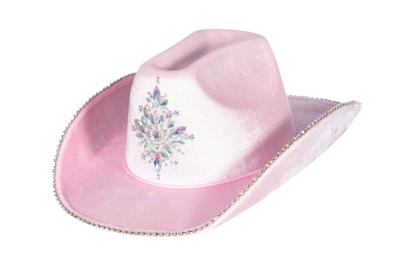 Cowboy hoed met strasssteentjes pink