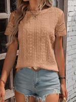 Casual Crew Neck Plain Loose Shirt