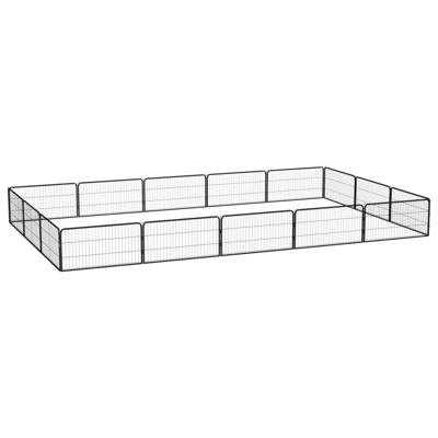 Hondenkennel 16 panelen 100x50 cm gepoedercoat staal zwart