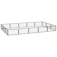 Hondenkennel 16 panelen 100x50 cm gepoedercoat staal zwart