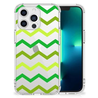 Apple iPhone 13 Pro Doorzichtige Silicone Hoesje Zigzag Groen Apple iPhone 13 Pro Doorzichtige Silicone Hoesje Zigzag Groen