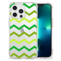 Apple iPhone 13 Pro Doorzichtige Silicone Hoesje Zigzag Groen