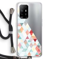 Gekleurde driehoekjes pastel: Oppo A94 5G Transparant Hoesje met koord