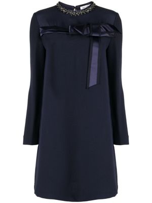Dice Kayek robe courte en soie à ornements en cristal - Bleu