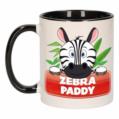 Zebra Paddy mok - zwart/wit - keramiek - 300 ml - kinder beker zebra