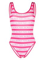 Balmain maillot de bain sans manches à logo imprimé - Rose