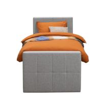 Leen Bakker - Boxspring Met Voetbord Liv Geblokt - Licht - 90x200 Cm - Ronde Poot - Stof - Grijs