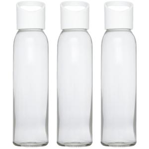 Waterfles - 3x stuks - transparant - 500 ml - glas - met schroefdop - wit handvat - drinkfles