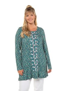 Ulla Popken Shirt, classic, bloemendessin, ronde hals - Grote Maten Ulla Popken Shirt, classic, bloemendessin, ronde hals - Grote Maten