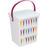 Wasknijper bewaarboxen roze hengsel - 5 liter - 23 x 18 cm - Wasknijpers opbergen