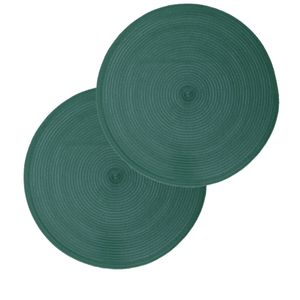 Set van 6x stuks placemats gevlochten kunststof emerald groen 38 cm