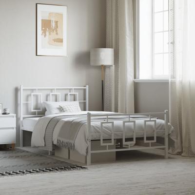 Bedframe met hoofd- en voeteneinde metaal wit 107x203 cm